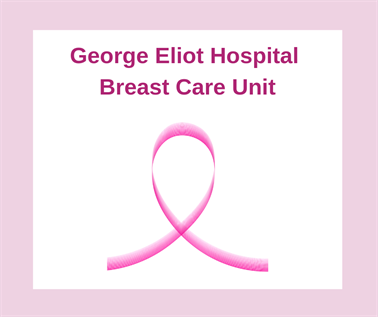 George Eliot Hospital - Breast Care Unit image with a pink ribbon