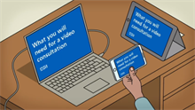 Multiple devices displaying the text 'what you will need to access video consultations''