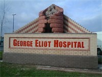 George Eliot Hospital brick sign