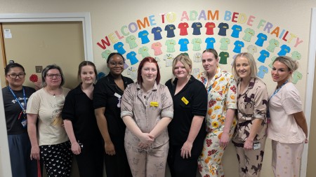 Adam Bede Ward staff in their pyjamas